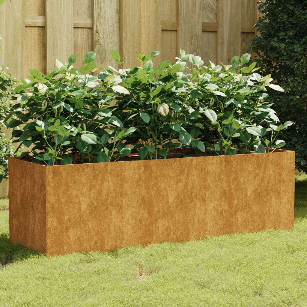 Fioriera Rialzata da Giardino 120x40x40 cm in Acciaio Corten - homemem39