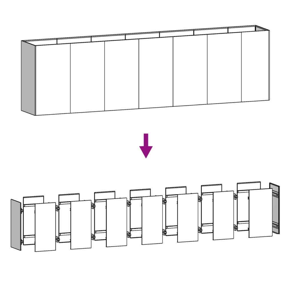 Fioriera Rialzata da Giardino 280x40x80 cm in Acciaio Corten - homemem39