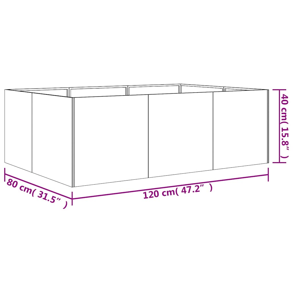 Fioriera Rialzata da Giardino 120x80x40 cm in Acciaio Corten | homemem39