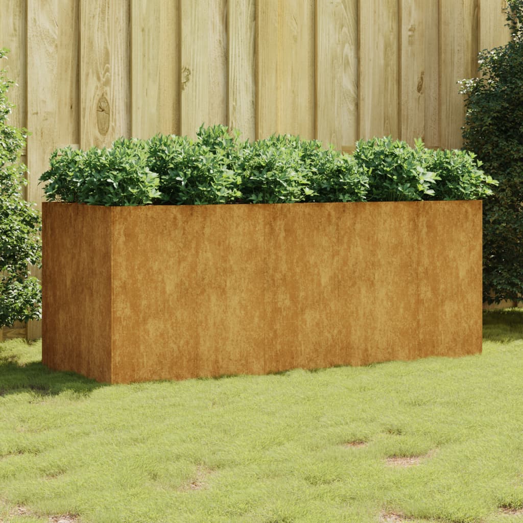 Fioriera Rialzata da Giardino 200x80x80 cm in Acciaio Corten - homemem39