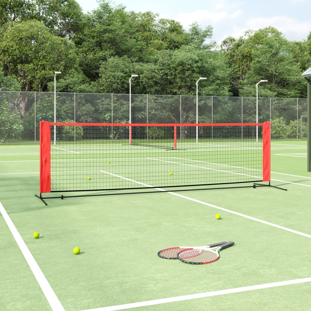 Rete da Tennis Nera e Rossa 300x100x87 cm in Poliestere | homemem39