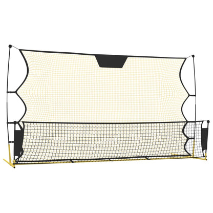 Rete Rimbalzante da Calcio Nera Gialla 183x85x120cm Poliestere - homemem39