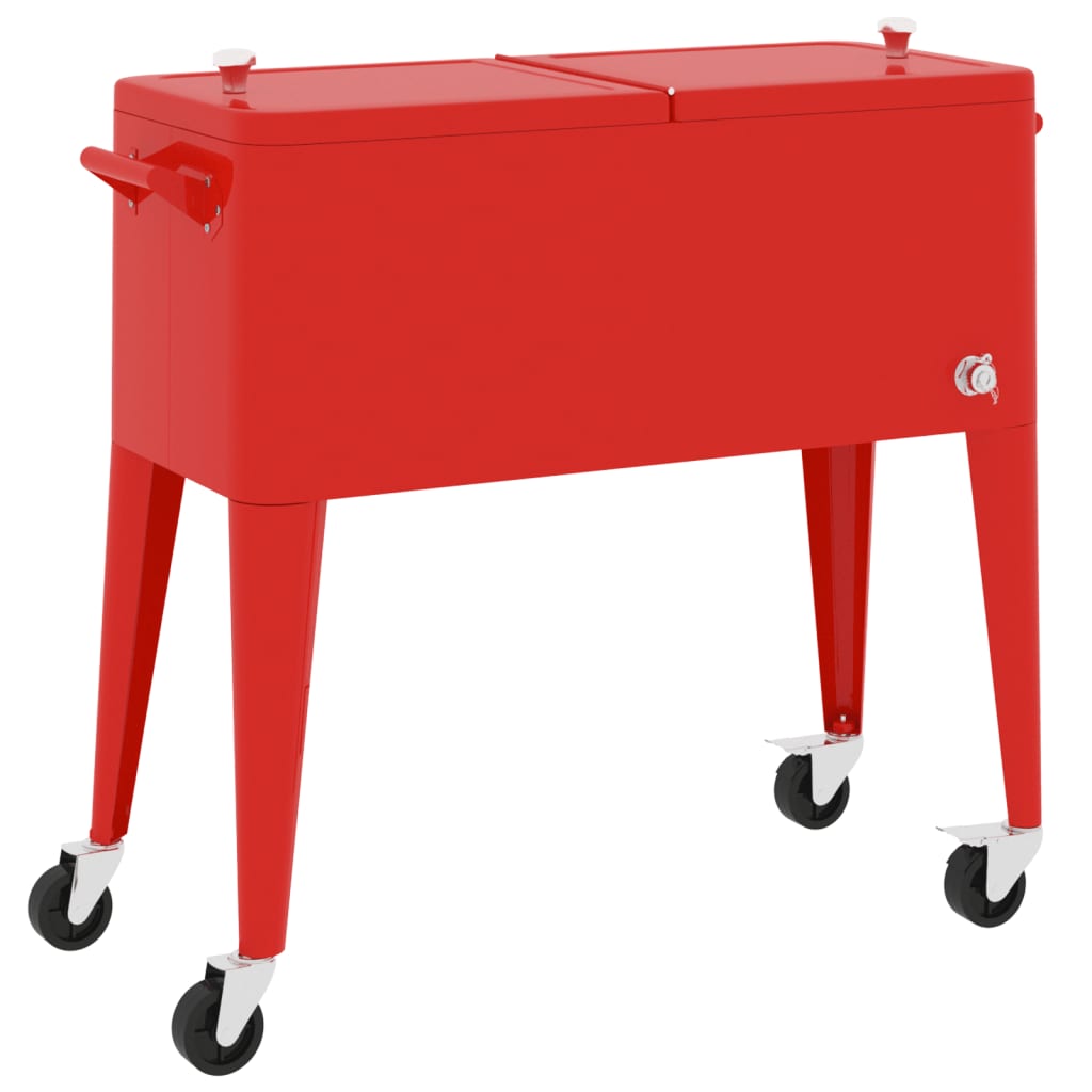 Carrello Porta Ghiaccio su Ruote Rosso 92x43x89 cm - homemem39