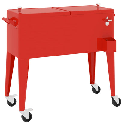 Carrello Porta Ghiaccio su Ruote Rosso 92x43x89 cm - homemem39