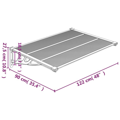 Tettoia per Porta Grigio e Trasparente 122x90 cm Policarbonato