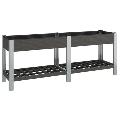 Fioriera Rialzata Giardino con Ripiano Grigia 200x50x75 cm WPC | homemem39