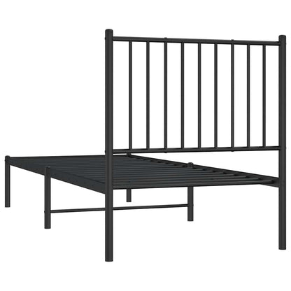 Giroletto con Testiera in Metallo Nero 80x200 cm