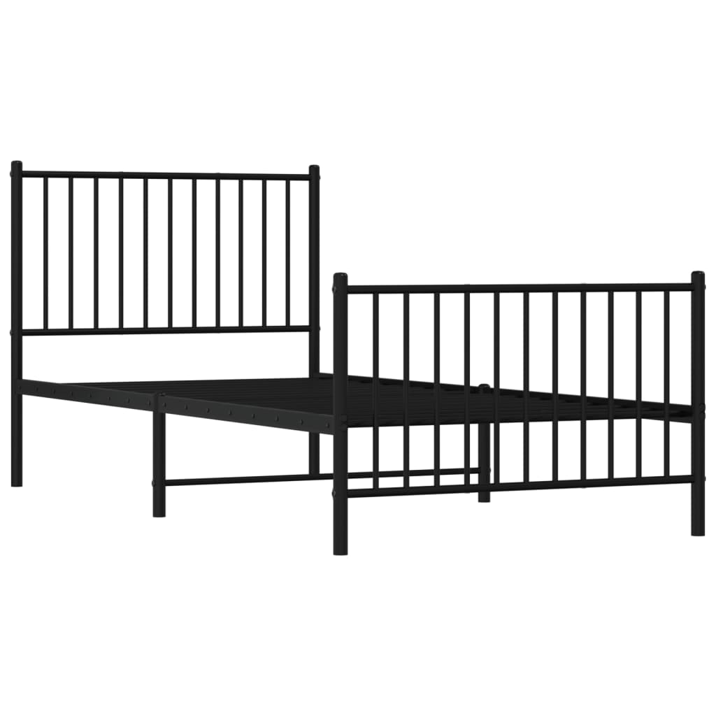Giroletto con Testiera e Pediera Metallo Nero 90x200 cm | homemem39