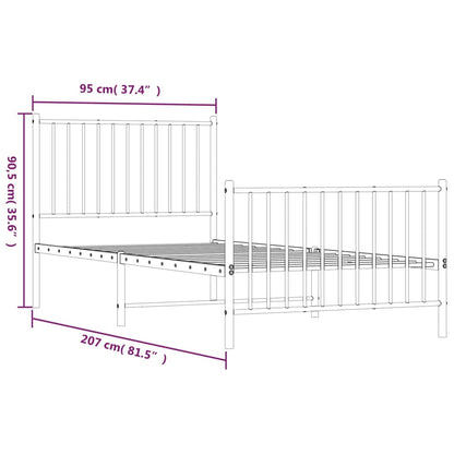 Giroletto con Testiera e Pediera Metallo Nero 90x200 cm | homemem39