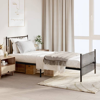 Giroletto con Testiera e Pediera Metallo Nero 90x200 cm | homemem39
