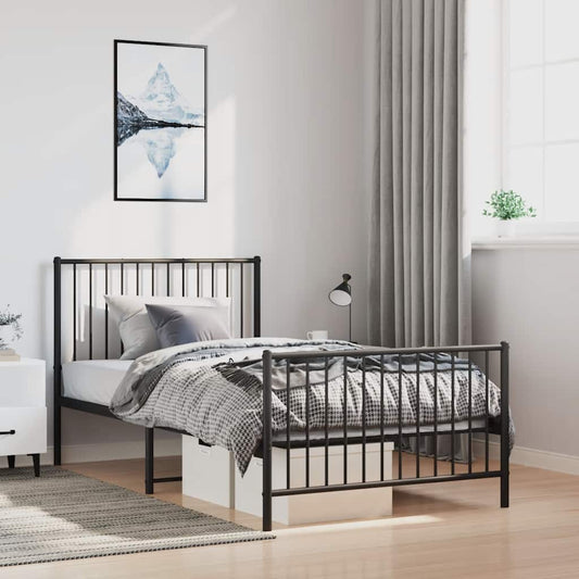 Giroletto con Testiera e Pediera Metallo Nero 100x190 cm | homemem39
