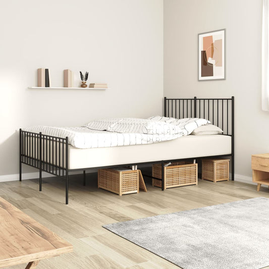 Giroletto con Testiera e Pediera Metallo Nero 120x190 cm | homemem39