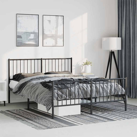 Giroletto con Testiera e Pediera Metallo Nero 135x190 cm | homemem39