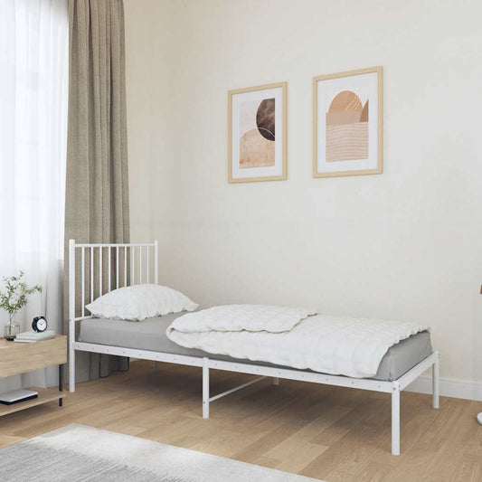 Giroletto senza Materaso con Testiera Metallo Bianco 75x190 cm | homemem39