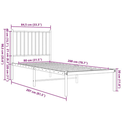 Giroletto con Testiera Metallo Bianco 80x200 cm | homemem39