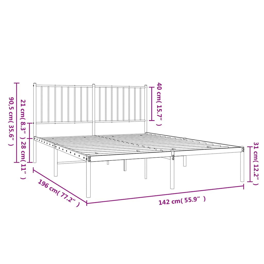 Giroletto con Testiera Metallo Bianco 135x190 cm | homemem39