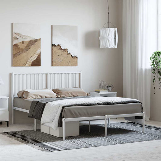 Giroletto con Testiera Metallo Bianco 135x190 cm | homemem39