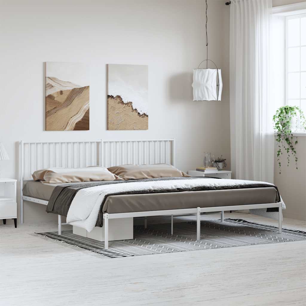 Giroletto con Testiera Metallo Bianco 193x203 cm | homemem39