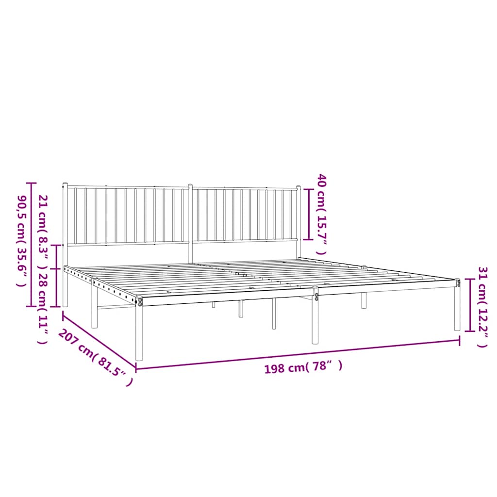 Giroletto con Testiera Metallo Bianco 193x203 cm | homemem39