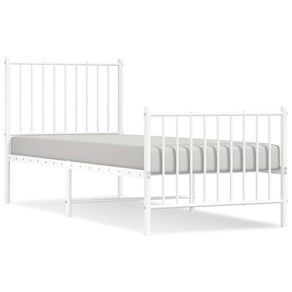 Giroletto con Testiera e Pediera Metallo Bianco 80x200 cm | homemem39