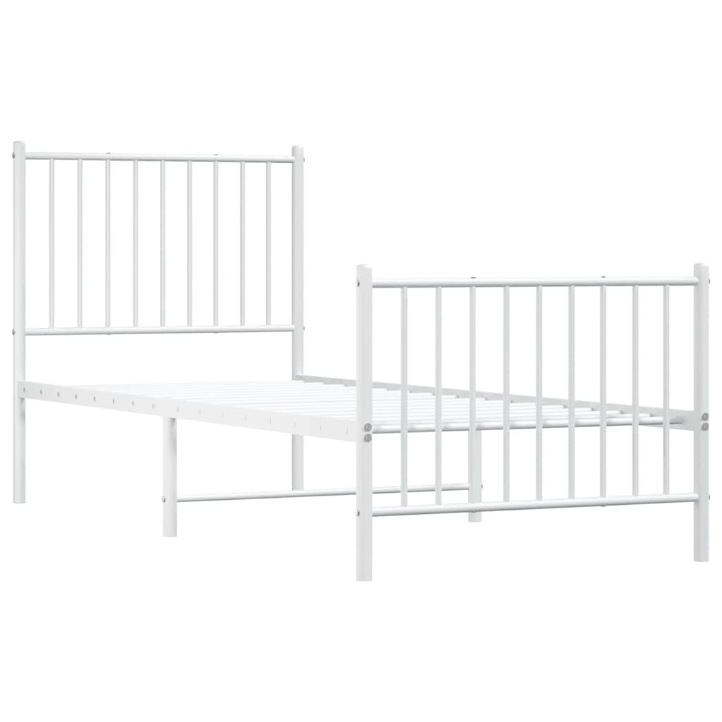 Giroletto con Testiera e Pediera Metallo Bianco 80x200 cm | homemem39