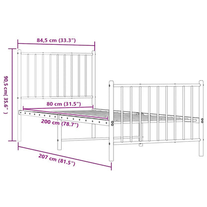 Giroletto con Testiera e Pediera Metallo Bianco 80x200 cm | homemem39
