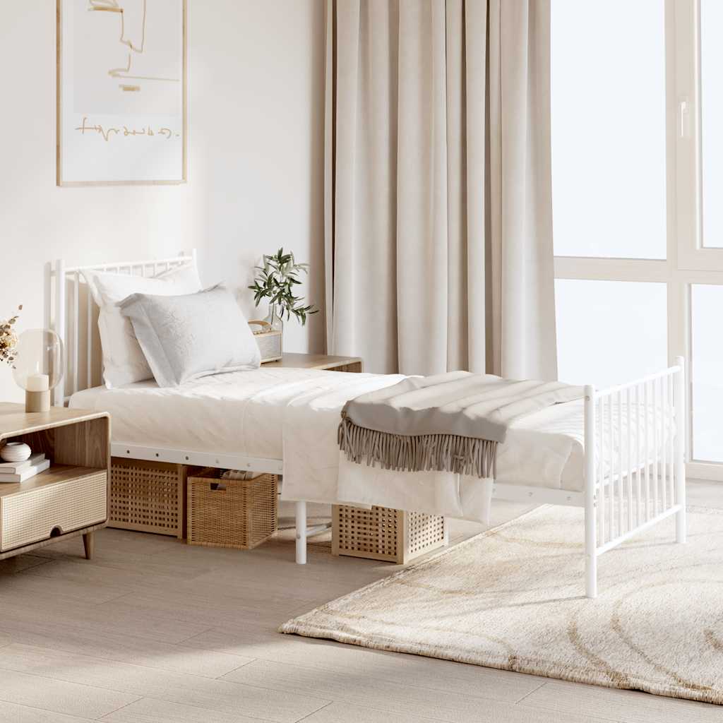 Giroletto con Testiera e Pediera Metallo Bianco 80x200 cm | homemem39