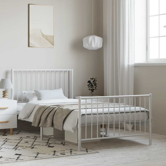 Giroletto con Testiera e Pediera Metallo Bianco 100x200 cm | homemem39