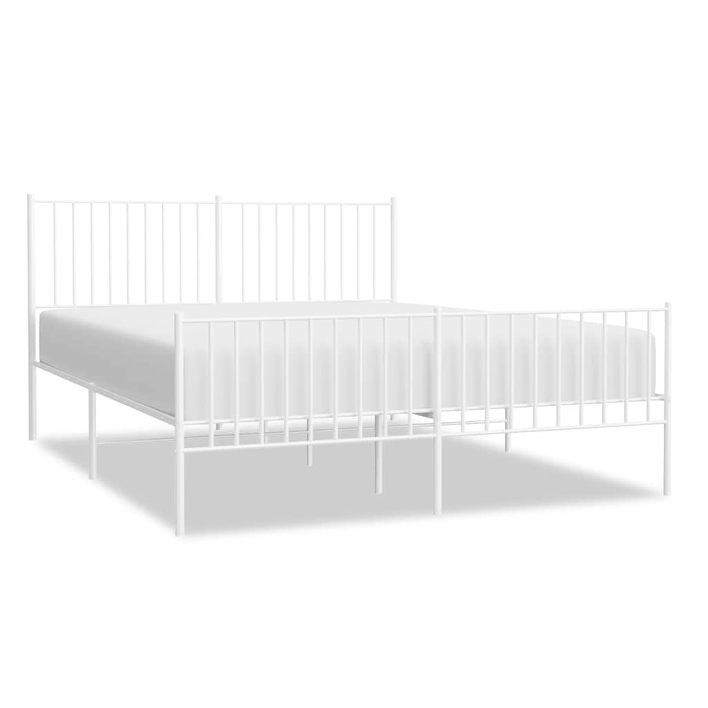 Giroletto con Testiera e Pediera Metallo Bianco 150x200 cm | homemem39