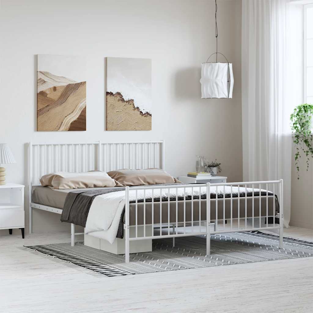 Giroletto con Testiera e Pediera Metallo Bianco 150x200 cm | homemem39
