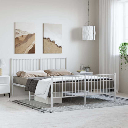 Giroletto con Testiera e Pediera Metallo Bianco 150x200 cm