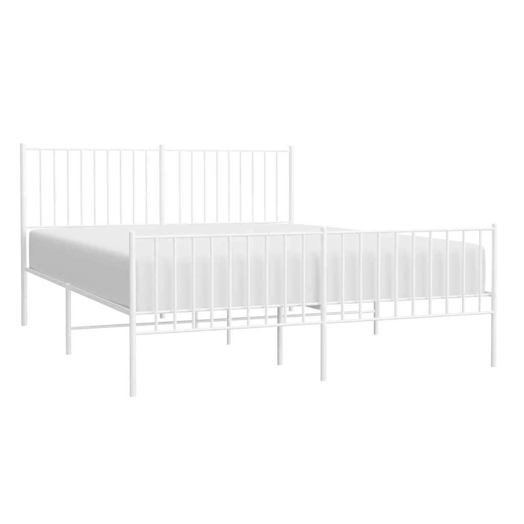 Giroletto con Testiera e Pediera Metallo Bianco 150x200 cm | homemem39