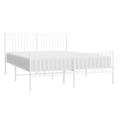 Giroletto con Testiera e Pediera Metallo Bianco 150x200 cm | homemem39