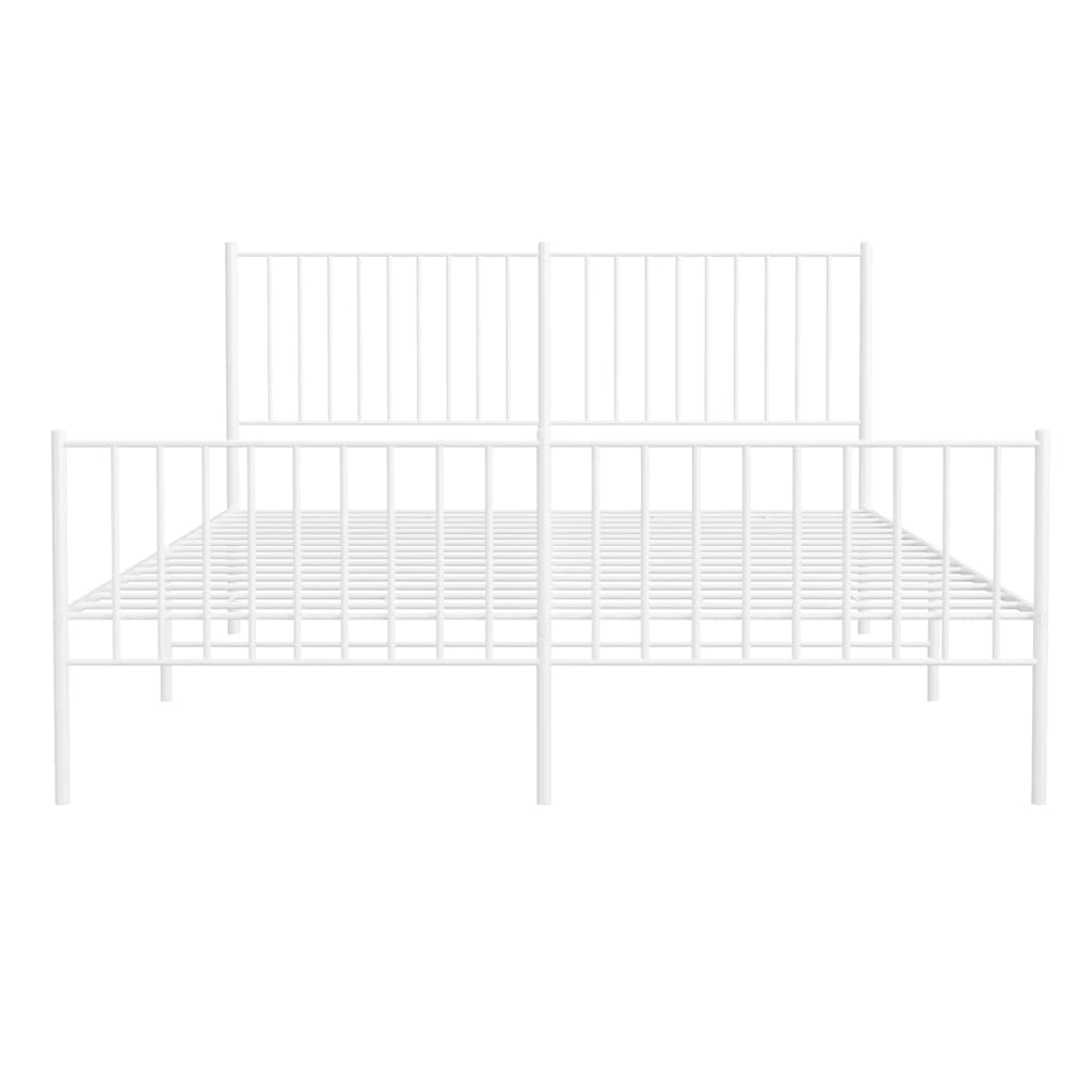 Giroletto con Testiera e Pediera Metallo Bianco 150x200 cm | homemem39