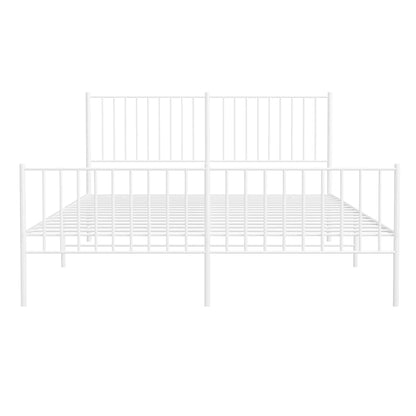 Giroletto con Testiera e Pediera Metallo Bianco 150x200 cm | homemem39