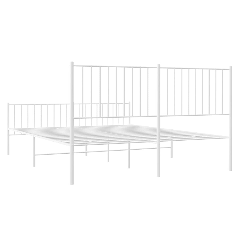 Giroletto con Testiera e Pediera Metallo Bianco 150x200 cm