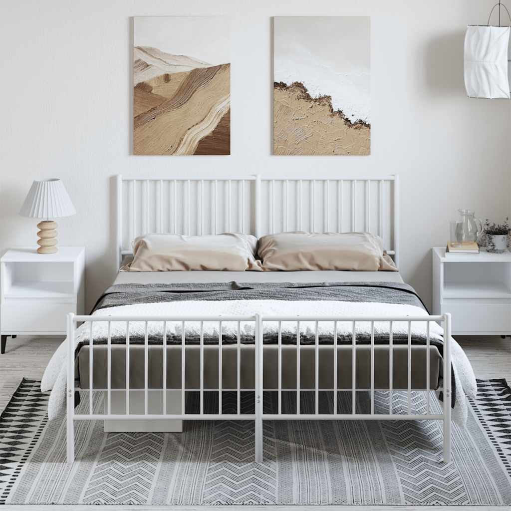 Giroletto con Testiera e Pediera Metallo Bianco 150x200 cm | homemem39