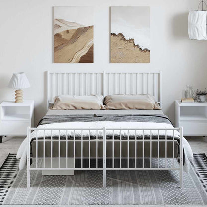 Giroletto con Testiera e Pediera Metallo Bianco 150x200 cm | homemem39