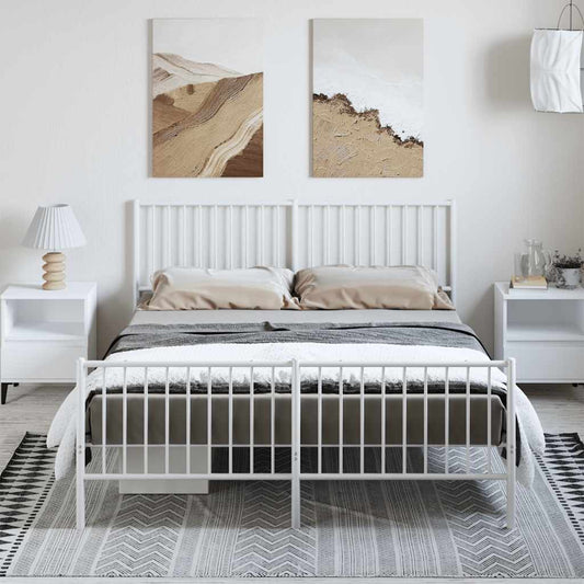 Giroletto con Testiera e Pediera Metallo Bianco 150x200 cm | homemem39