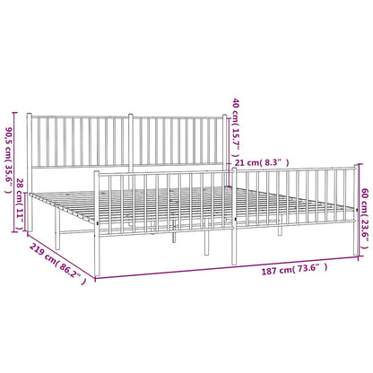 Giroletto con Testiera e Pediera Metallo Bianco 183x213 cm - homemem39