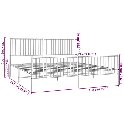 Giroletto con Testiera e Pediera Metallo Bianco 193x203 cm