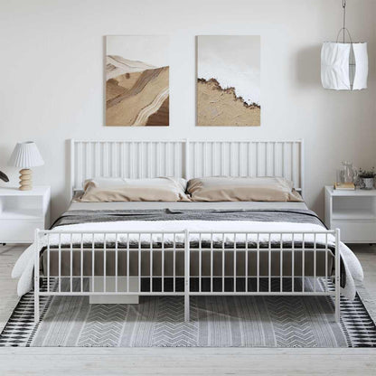 Giroletto con Testiera e Pediera Metallo Bianco 193x203 cm