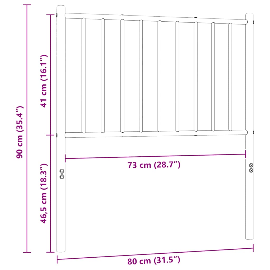 Testiera di Ricambio in Metallo Bianco 75 cm