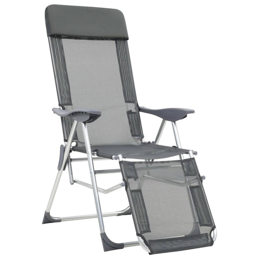 Sedie Campeggio Pieghevoli con Poggiapiedi 2pz Grigio Textilene | homemem39