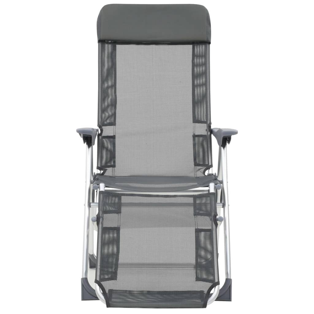 Sedie Campeggio Pieghevoli con Poggiapiedi 2pz Grigio Textilene | homemem39