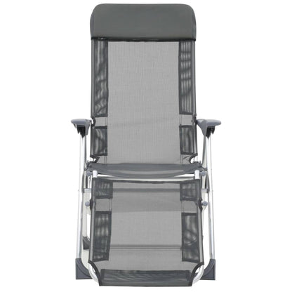 Sedie Campeggio Pieghevoli con Poggiapiedi 2pz Grigio Textilene | homemem39