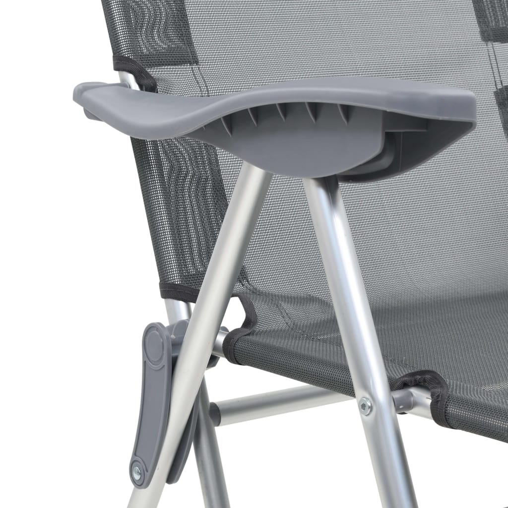 Sedie Campeggio Pieghevoli con Poggiapiedi 2pz Grigio Textilene | homemem39