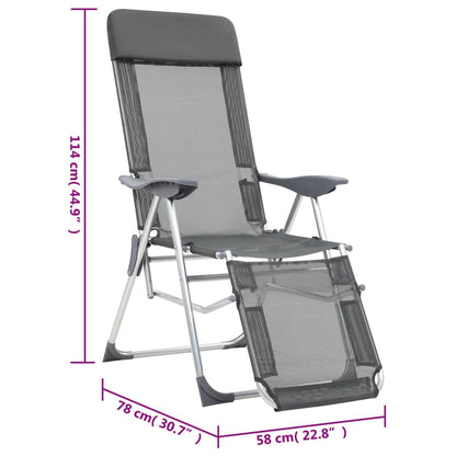 Sedie Campeggio Pieghevoli con Poggiapiedi 2pz Grigio Textilene | homemem39