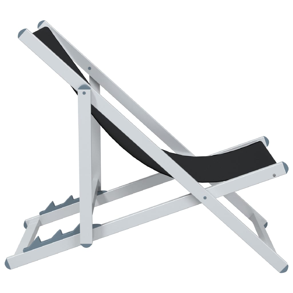 Sedie da Spiaggia Pieghevoli 2 pz Nere in Alluminio e Textilene - homemem39