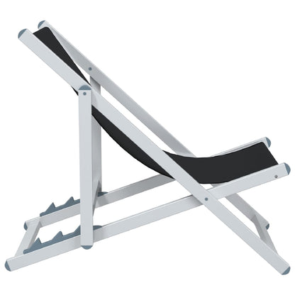 Sedie da Spiaggia Pieghevoli 2 pz Nere in Alluminio e Textilene - homemem39